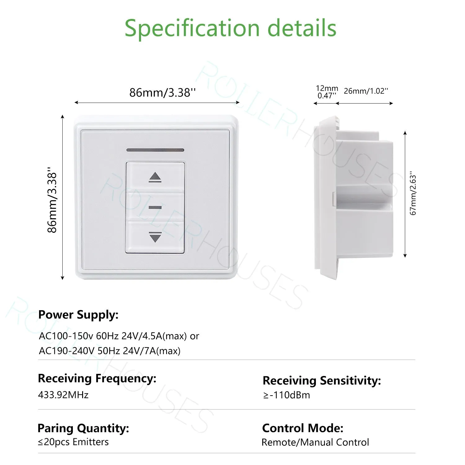 24V Motor Controller: AC227 DC Motor Radio Receiver Wall Mounted Receiver Output 24V DC/4.5A for Tubular Motor