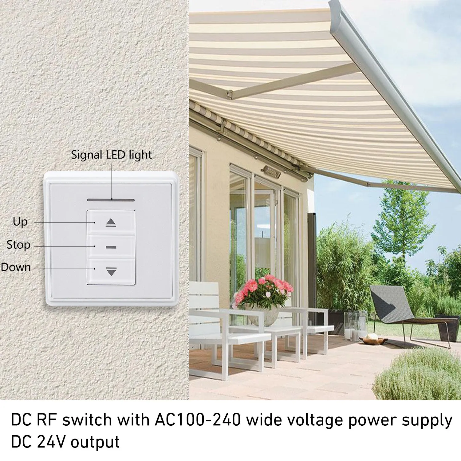 24V Motor Controller: AC227 DC Motor Radio Receiver Wall Mounted Receiver Output 24V DC/4.5A for Tubular Motor