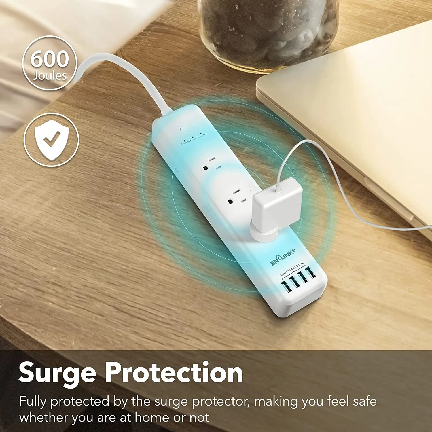 3 Outlets Smart Wifi Power Strip Compatible with Alexa Google Home Surge Protector BN-LINK