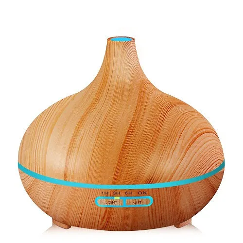 400ml Air Humidifier Essential Oil Diffuser Aroma Lamp Aromatherapy Electric Aroma Diffuser Mist Maker for Home-Wood