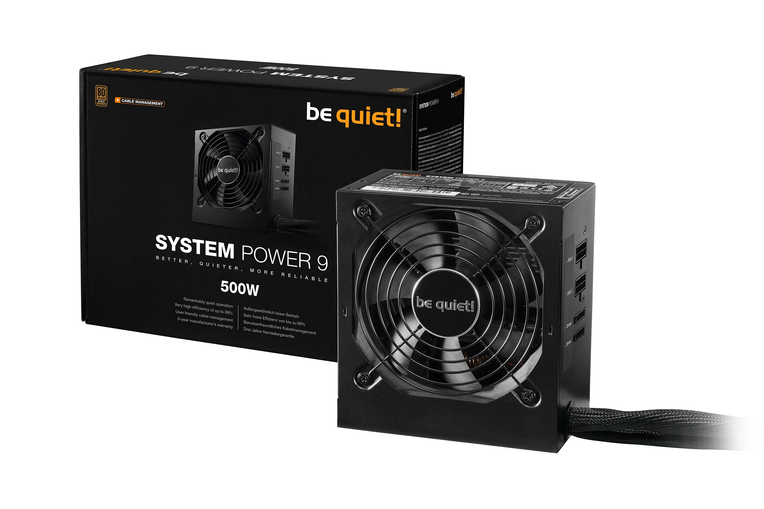 500W Be Quiet! System Power 9 Cm |Kabelmanagement