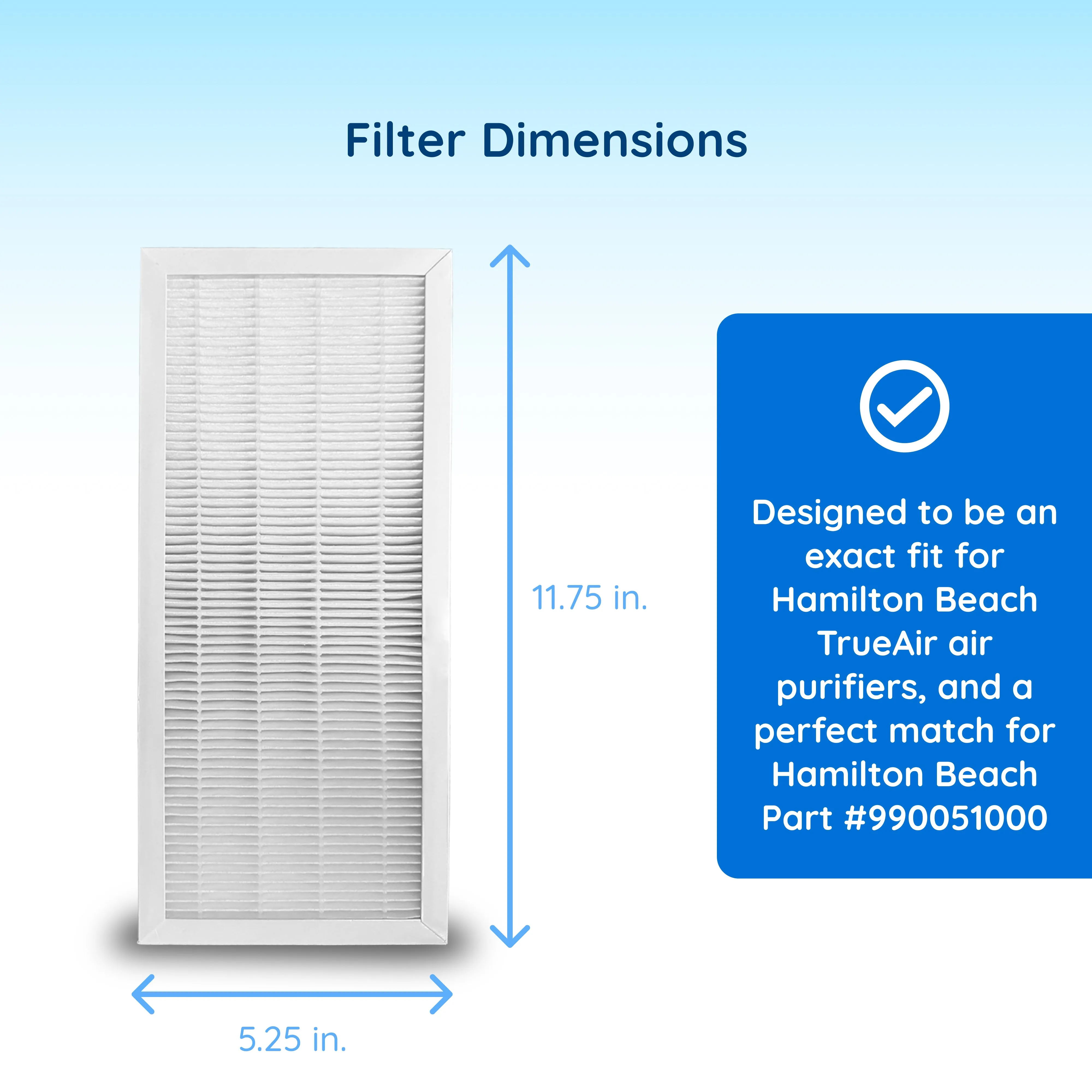 990051000 Upgraded True HEPA Filter Replacement for Hamilton Beach & TrueAir Models 04383, 04383A, 04384, 04385, 04386