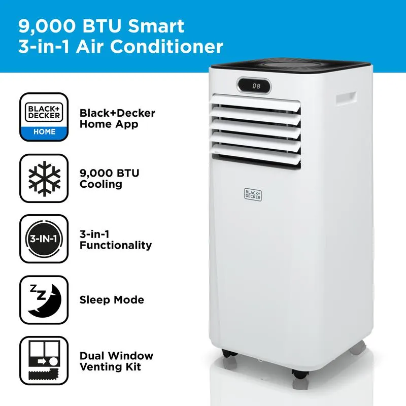 Black Decker BXAC40025GB 9000 BTU Portable Smart Air Conditioner