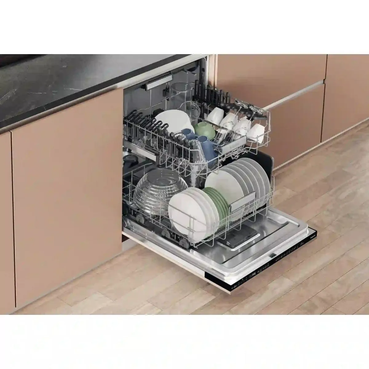 Hotpoint H7IHP42LUK Fully Integrated Standard Dishwasher - Stainless Steel Control Panel - Black