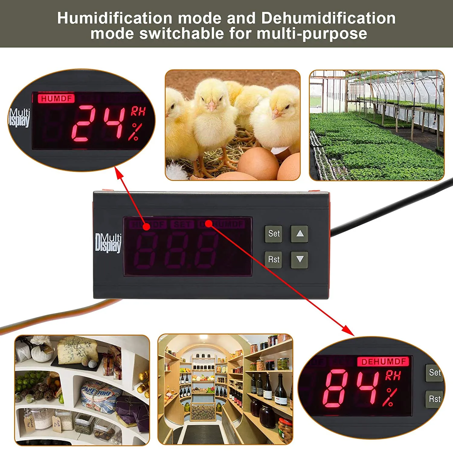 IMAGE 110V Digital Air Humidity Control Controller WH8040 Range 1%~99% RH HM-40 Type