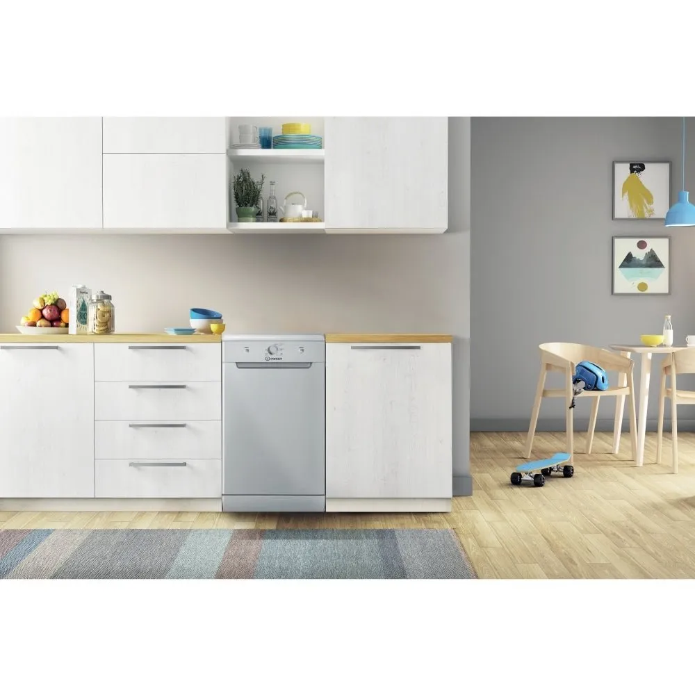 Indesit DF9E1B10SUK 45cm 9 Place Settings Freestanding Slimline Dishwasher - Silver