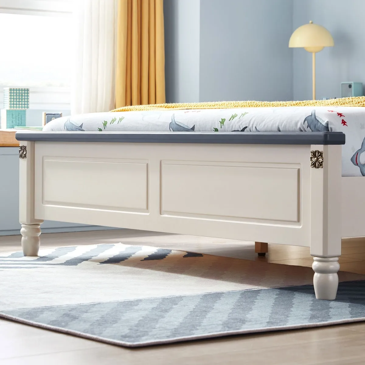 Modern Minimalist Navy Boy Bed with Mattress