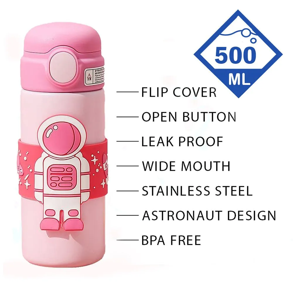 Pink Band Astronaut, Stainless Steel Kids Water Bottle, 500 ml