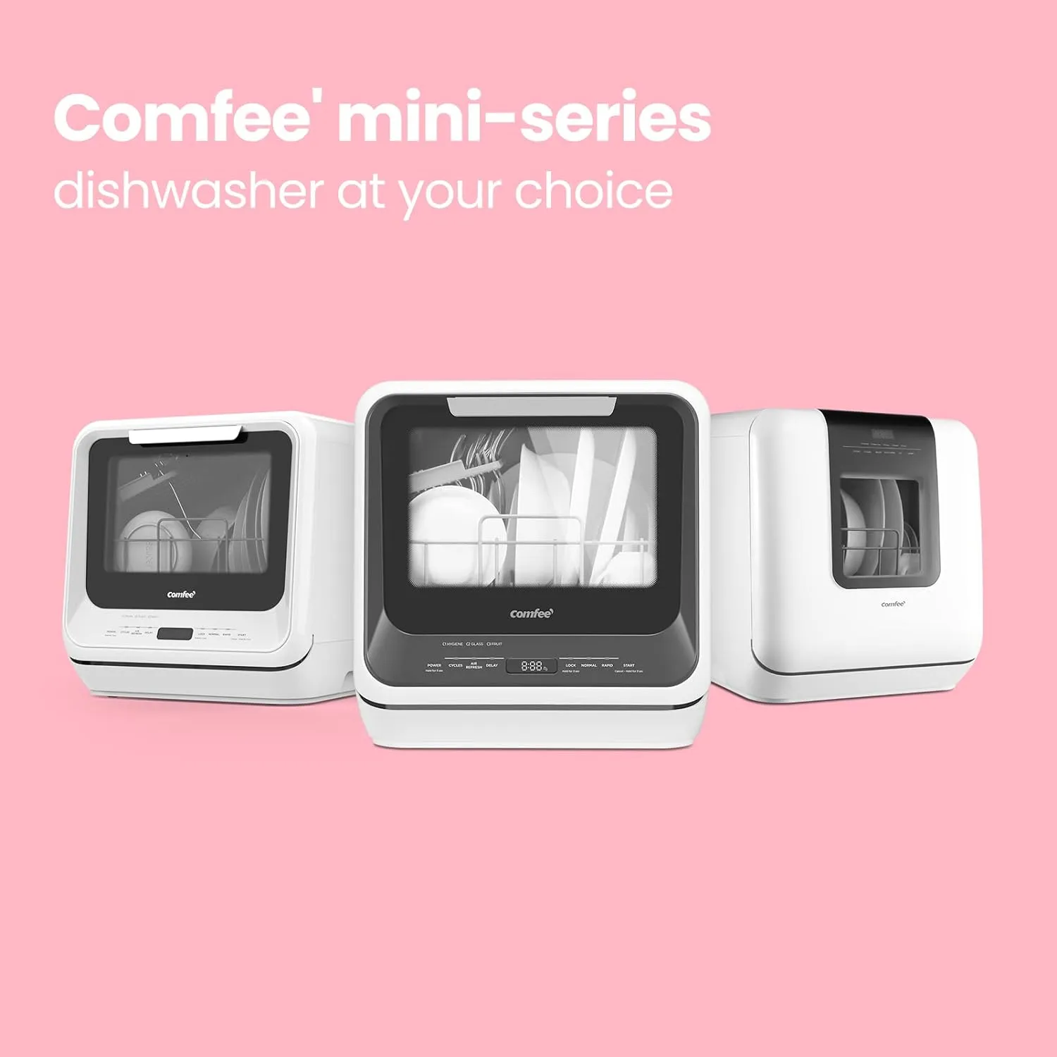 Portable Mini Dishwasher with 5L Tank, 6 Programs, 360° Spray, No Hookup Needed