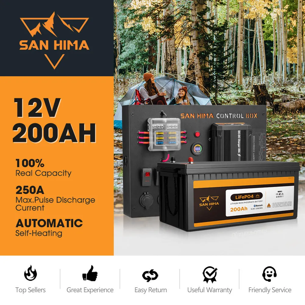 San Hima 12V 200Ah Lithium Iron Phosphate Battery Self-heating   12V Control Box