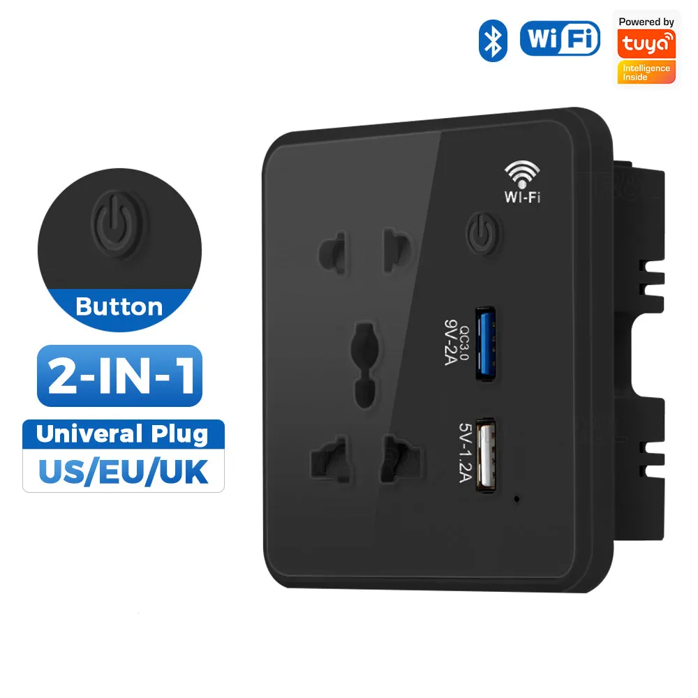 SMATRUL Wifi Wall Universal Outlet with 2 USB Port with Timer APP Remote Control Voice Control (10A, US)