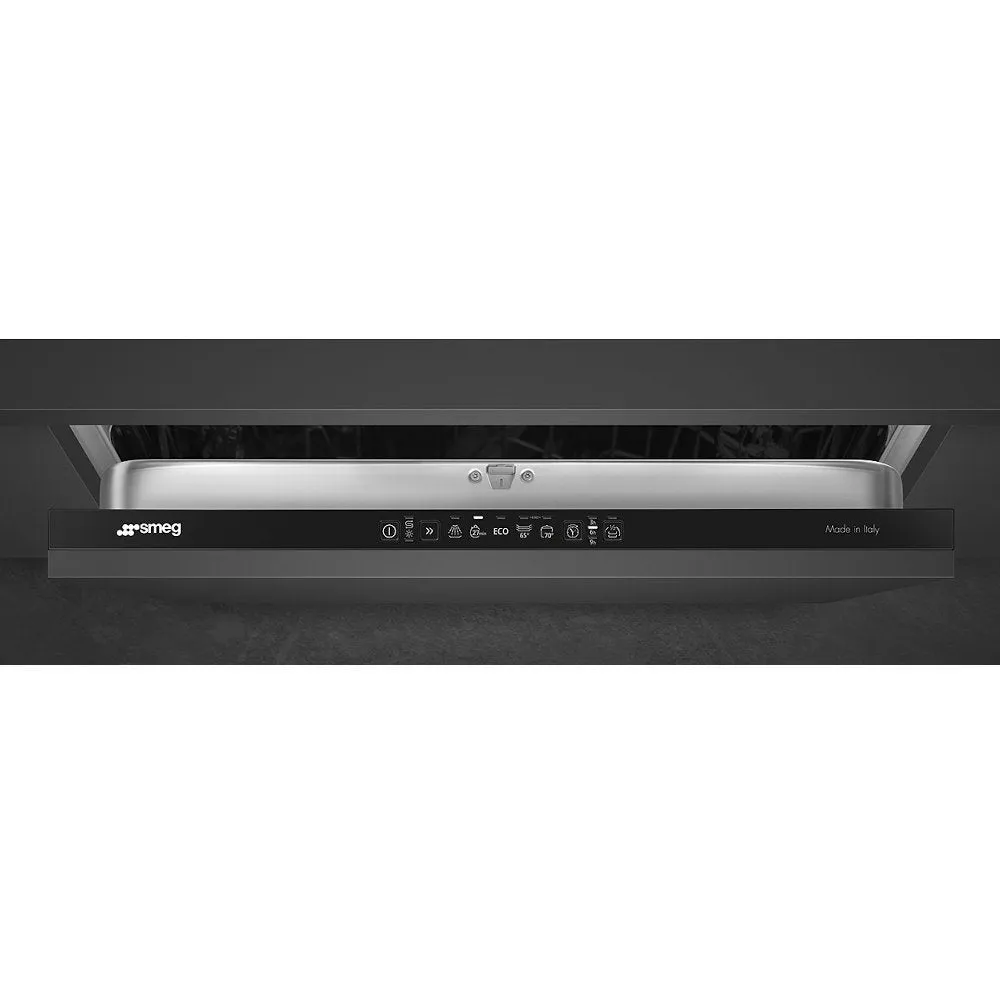 Smeg DIA211DS 59.8cm Wide Fully Integrated Standard Dishwasher, 13 Place Settings - Black Control Panel