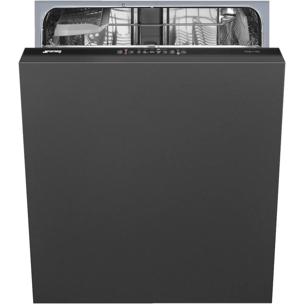 Smeg DIA211DS 59.8cm Wide Fully Integrated Standard Dishwasher, 13 Place Settings - Black Control Panel