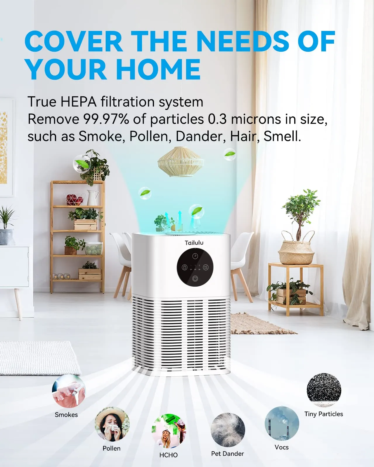 Tailulu Air Purifiers Filter for Bedroom Home, Fully Compatible with HQZZ-60 Air Purifier