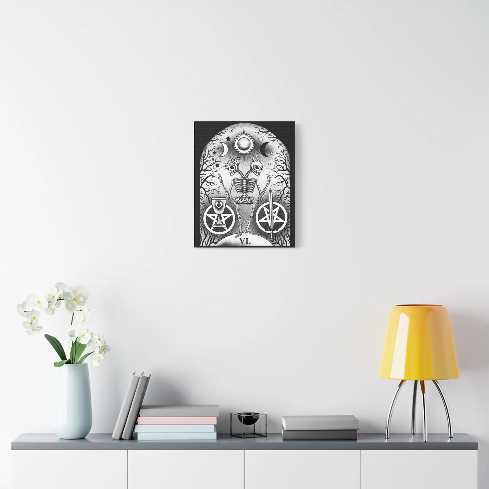 Two-Headed Skeleton Tarot Canvas Art Print