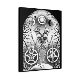 Two-Headed Skeleton Tarot Canvas Art Print